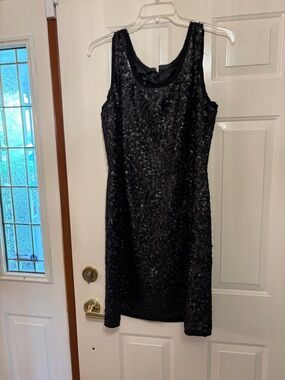 Talbots Black Sequin Sheath Dress